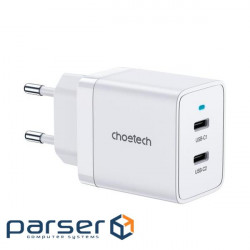 Зарядное устройство Choetech 2xUSB-C 40W PD/QC/PPS (Q5006-EU-WH)