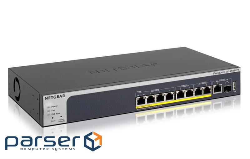 Netgear 10Port Switch 100/1000/10000 MS510TXPP 10-Port Multi-Gb/10G Eth Ultra60 P (MS510TXPP-100EUS)