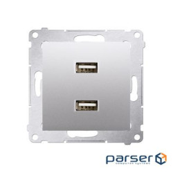 Розетка Premium USB 2x 5V 2.1A, серебро (DC2USB.01/43)