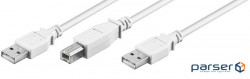 Device cable USB2.0 Ax2-B M/M (DualPower) 1.2m, Power+Data Y-form, white (11.99.8970-1)