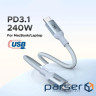 Кабель USB 3.1 Type-C M-M, 1 м, 240W （5A）синій, L534 UGREEN (75731)