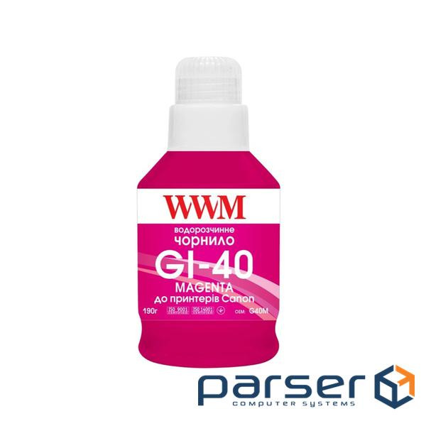 Чорнило WWM Canon GI-40 для G5040/G6040 190г Magenta (KeyLock) (G40M)