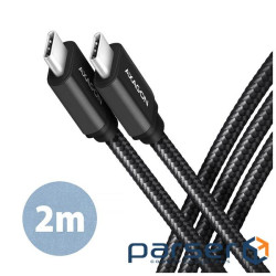 Дата кабель USB-C to USB-C 2.0m v3.2 Gen 1 PD 60W 3A black AXAGON (BUCM3-CM20AB) (BUCM3-CM20AB 2м)