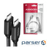 Дата кабель USB-C to USB-C 2.0m v3.2 Gen 1 PD 60W 3A black AXAGON (BUCM3-CM20AB) (BUCM3-CM20AB 2м)