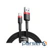 Дата кабель USB 2.0 AM to Lightning 0.5m Cafule 2.4A red+black Baseus (CALKLF-A19)