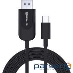 Дата кабель USB 2.0 AM to Type-C 2.0m Fabric Premiumblack REAL-EL (EL123500047)
