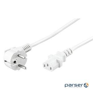 Power cable IEC-Schuko / M-> C13 / F 2.0m, 90 plug 0.75 kW. Mm D = 5.5mm, HQ, white (75.09.5140-30)