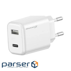 Зарядний пристрій Grand-X CH-890 Fast Charge 1xUSB-C PD20W + 1xUSB QC4.0 + AFC SCP FCP Black