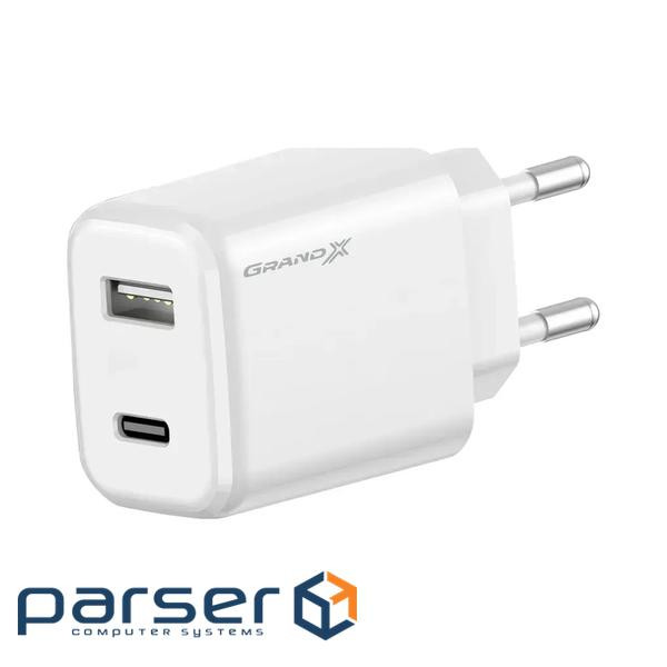 Зарядний пристрій Grand-X CH-890 Fast Charge 1xUSB-C PD20W + 1xUSB QC4.0 + AFC SCP FCP Black