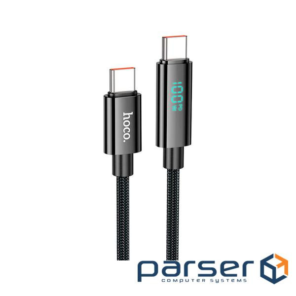 Кабель HOCO U125 Benefit 100W charging data cable with display Type-C to Type-C Blac (6942007611930)