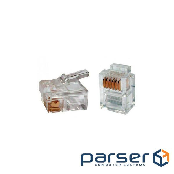 Конектор ESERVER RJ12 6P4С, уп. 100шт (WT-6001D)