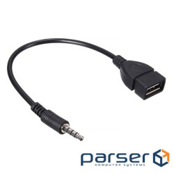Перехідник USB2.0(F)=> Jack 3.5(M) Stereo, 0,3м, Black, OEM (NX-USB AM / 3.5F) , Black, OEM (NX-USB AM / 3.5F)