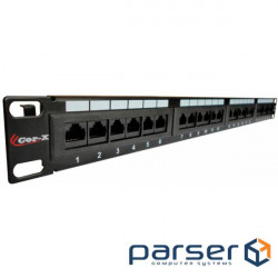 Патч-панель Cor-X 19 24xRJ-45 UTP cat. 5е , 1U (051349 / TPP24c5e/1)