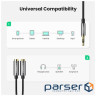 Кабель мультимедійний 3.5mm M to 2x3.5mm F 0.2m AV123 black Ugreen (10532)