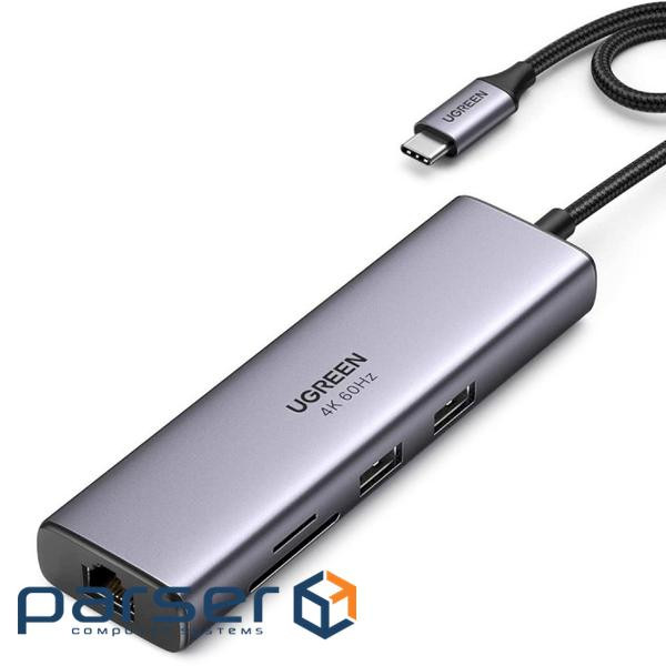 Порт-реплікатор UGREEN CM512 7-in-1 USB-C to HDMI, 2xUSB3.0, LAN, TF/SD, PD 100W (90568) (UGR-90568)