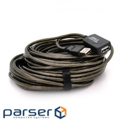 Активний подовжувач USB 2.0 AM / AF, 15m, прозорий з чіпом Q50 (YT-AECWC AM/AF-15.0m)