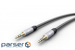 Кабель аудіо-сигнальний Jack 3.5mm 3pin M/M 5.0m,Stereo GoobayPlus Metal,чорний (75.07.9133-6) (75.07.9133-6)