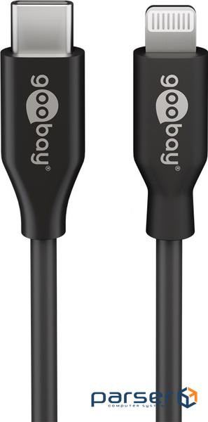 Кабель пристроїв USB Type-C-Lightning M/M 2.0m,(USB2.0) MFi 8pin Silver 87W,чорний (75.03.9447-1) (75.03.9447-1)