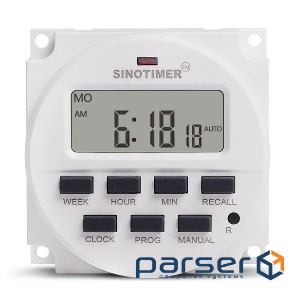 Таймер тижневий Sinotimer TM618N-4, програмований, 16А, 12V, 60х60х30 мм 