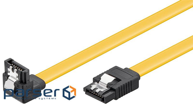 Кабель накопичувача Goobay SATA 7p M/M 0.7m, 90йовниз 6Gbps AWG26 Latch (75.09.5022-50)