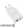 Зарядний пристрій BOROFONE BA56A Lavida dual port PD20W+QC3.0 charger White (BA56AW)