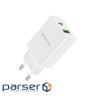 Зарядний пристрій BOROFONE BA56A Lavida dual port PD20W+QC3.0 charger White (BA56AW)