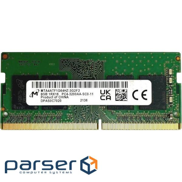 Модуль пам'яті MICRON SO-DIMM DDR4 3200MHz 8GB (MTA4ATF1G64HZ-3G2F1)
