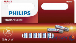 Батарейка Philips Power Alkaline AAA лужна блістер, 12 шт (LR03P12W/10)