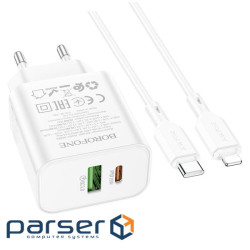 Набір BOROFONE BA88A СЗУ USB+Type-C+ кабель Lightning, PD20W+Q3.0, 1м, White, Bliste (BA88A / 20WLW) , White, Bliste (BA88A / 20WLW)