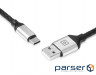 Дата кабель USB 2.0 AM to Type-C 1.0m Leather Premium black-silver REAL-EL (EL123500049)