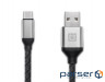 Дата кабель USB 2.0 AM to Type-C 1.0m Leather Premium black-silver REAL-EL (EL123500049)