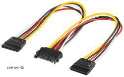 Power cable internal Goobay SATA 15p 1x2 F / M, 0.20m Y-form straight (75.09.5114-50)