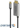 Кабель Promate USB Type-C – HDMI V 2.0 (M/M), 1.8 м , HDMI-PD100 Grey (hdmi-pd100.grey)