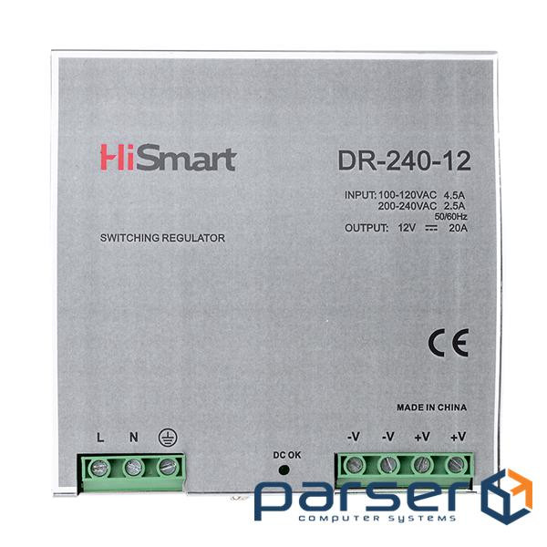 Блок живлення HiSmart 12V, 20A, 240W, DIN (DR-240-12)
