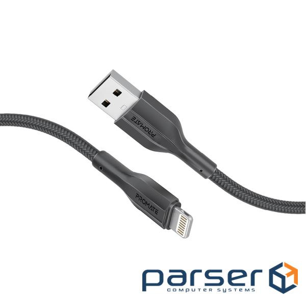 Дата кабель USB 2.0 AM to Lightning 2.0m 2A black Promate (xcord-ai200.black)
