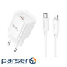 Зарядний пристрій HOCO C146A Charm USB-C PD20W + cable USB-C to Lightning White (6942007630252)
