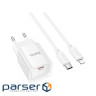 Зарядний пристрій HOCO C146A Charm USB-C PD20W + cable USB-C to Lightning White (6942007630252)