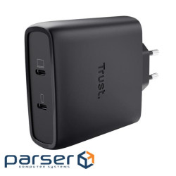 Зарядний пристрій мережевий Trust Maxo 100Вт, GaN, 2xUSB-C ,PD/PPS, чорний (25527)