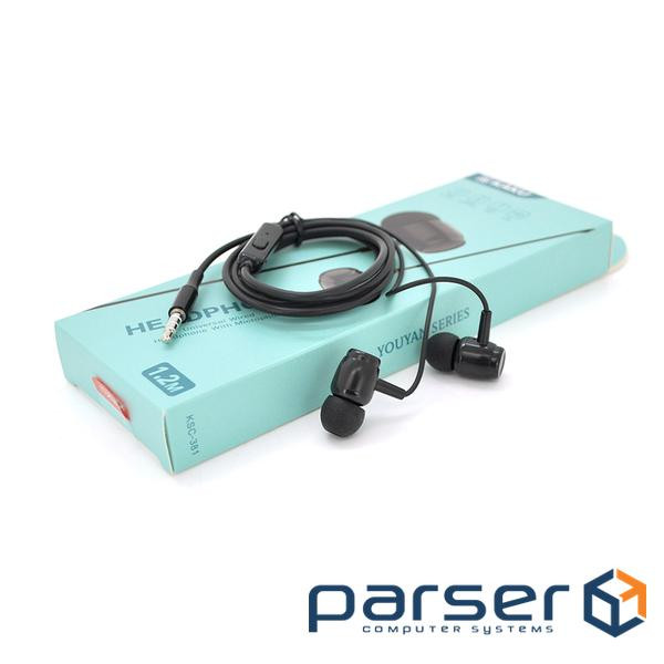 Навушники iKAKU KSC-381 YOUYAN, Black, Mini jack / 3.5мм, вакуумні, кабель 1.2 м (KSC-381 Black)