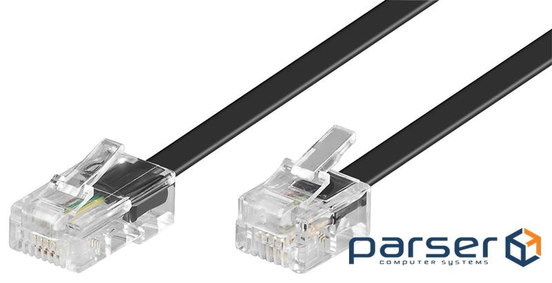 Кабель телефонний RJ11-RJ45 U/UTP M/M (Western) 15.0m, плоский 6P4C/8P4C, чорний (75.06.8579-10)