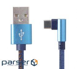 Дата кабель USB 2.0 AM to Type-C 1.0m corner Cablexpert (CC-USB2J-AMCML-1M-BL)