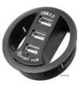 Equipment adapter USB2.0 A 1x3 M/F, HUB F-Mount D=60mm+Audio 1.5m, black (75.09.3893-30)