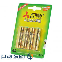Батарейка щелочная MITSUBISHI 1.5V AA/ LR6, 4pcs/card, 48pcs/ inner box, 576pcs/ ctn ( (MS/LR6/4BP)