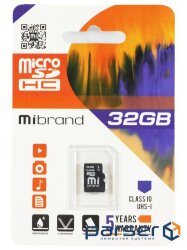 Карта памяти Mibrand 32GB microSDHC class 10 UHS-I (MICDHU1/32GB)