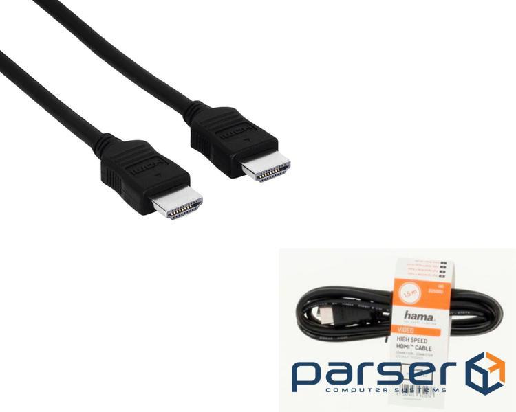 Кабель мультимедійний HDMI to HDMI 1.5m Black Hama (00205000)