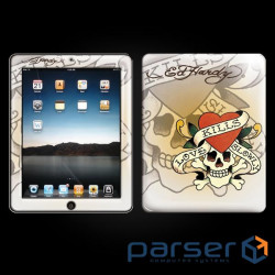 Skin for iPad ED HARDY White. Special adhesive composition, does not leave marks on skin (IPS10A03 White)