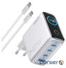 Зарядний пристрій Anker Laptop GaN 140W 3xUSB-C PD3.1 + USB-A + display + cable Silver (B2697G41)