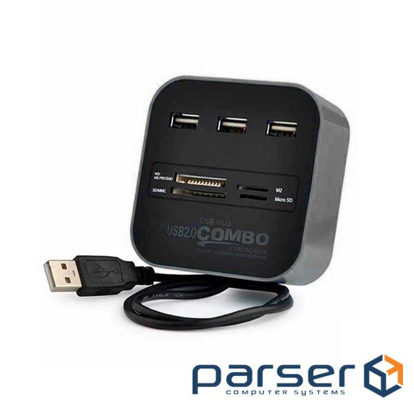 Хаб-кардрідер універсальний CUB3, 3 порти, Black, Блистер 