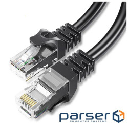 Патч-корд 15м UTP cat 6 RJ45 TopSpeed Ethernet Flat Cable Black Essager (EXCWXB-JSE01)
