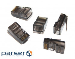 Конектор RJ45, UTP, 100 шт , Black, Cat. 5e, Merlion (RJ45ML-BN)